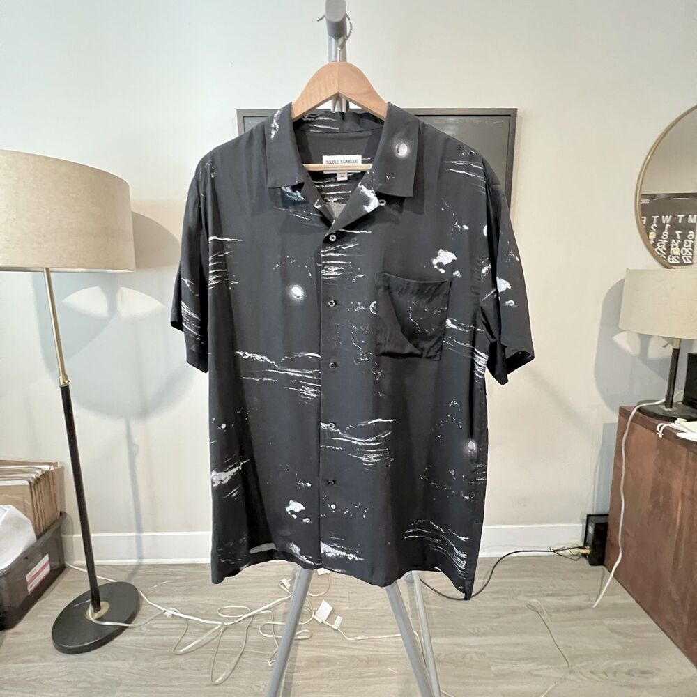 Double Rainbouu - Night Swim Hawaiian Shirt - Black, White